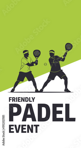 Dynamic Padel Duo: Silhouetted Players Engage in a Friendly Tournament, Striking Action