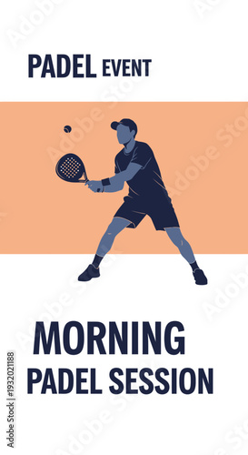 Dynamic Padel Event Announcement: Morning Session Illustrated with Sporty Silhouette Imagery