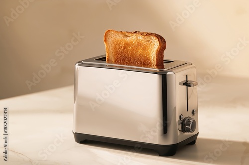 Wallpaper Mural Golden toast pops from sleek stainless toaster in a clean modern minimalist scene Torontodigital.ca