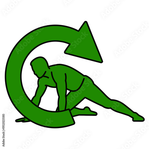 Green Figure Moving Through Arrow Sports Fitness Rehab