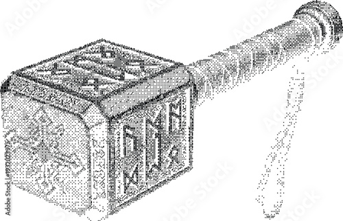 Heavy Mjolnir Hammer Dithered Halftone Tool Symbol