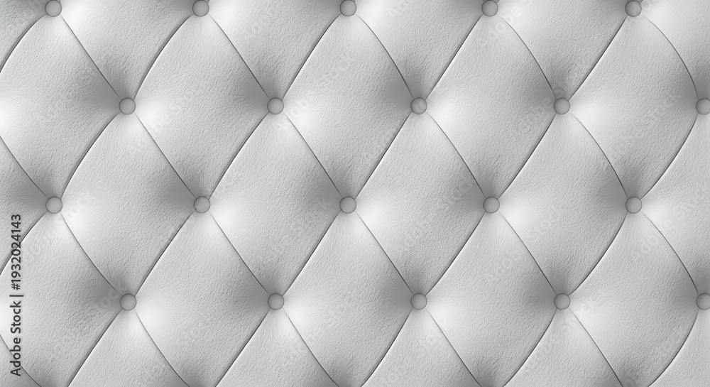 Fototapeta premium White Tufted Leather Texture Background with Elegant Diamond Pattern and Buttons