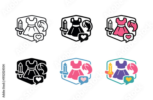 Playtime enhancement emblem conveying add-on elements designed for a miniature character, symbolizing creativity, fashion play,