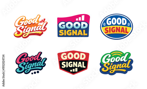 Clean modern holiday banner illustration displaying modern lettering logo set for Good Signal, professional logo-style typography