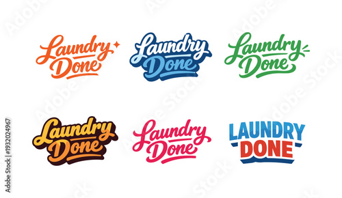 Modern flat holiday banner design highlighting modern lettering logo set for Laundry Done, high-demand commercial lettering