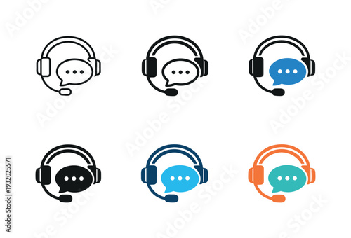 Customer service support concept symbolizing assistance through a headset and communication bubble combination that expresses