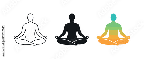 Holistic health concept shown as a calm human figure in lotus pose with balanced proportions and smooth contours, identical
