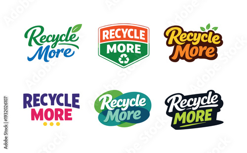 Clean modern holiday banner illustration displaying modern lettering logo set for Recycle More, professional logo-style