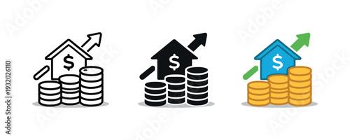 Within market opportunity context appears a housing unit emblem combining solid structure and profit symbolism to imply portfolio