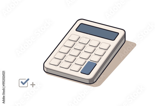 Simple calculator with a checkmark and plus sign, symbolizing financial accuracy and growth
