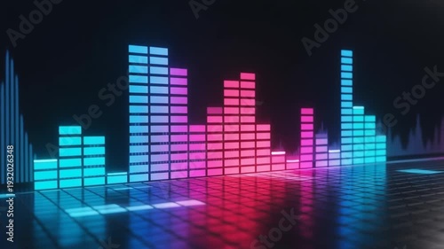 Neon Sound Waveform Equalizer - Digital Music Audio Spectrum Visualizer.