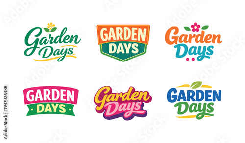 Clean modern holiday banner illustration displaying modern lettering logo set for Garden Days, professional logo-style typography