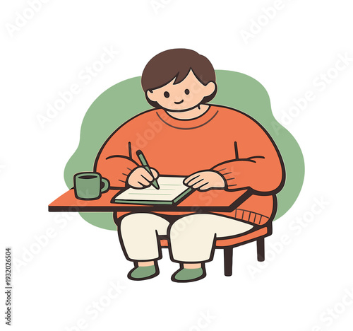 Cozy person makes a to-do list at a desk, notebook angled slightly, pen resting briefly, plans forming in soft rhythm... | to-do