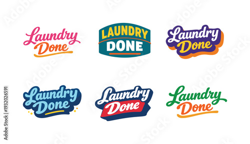 Clean modern holiday banner illustration displaying modern lettering logo set for Laundry Done, professional logo-style