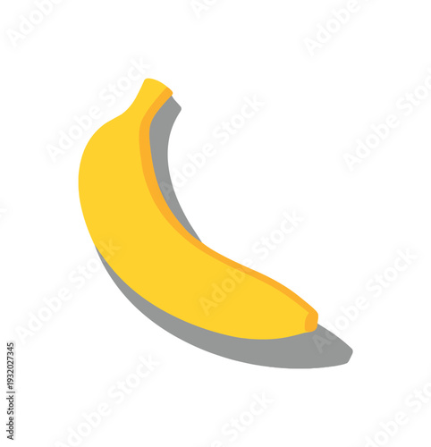 Minimalist yellow banana with a subtle gray shadow on a clean white background