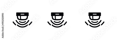 Motion Sensor Icon. Surveillance scene illustrated by a motion sensor panel with radiating detection lines reduced to a clean icon