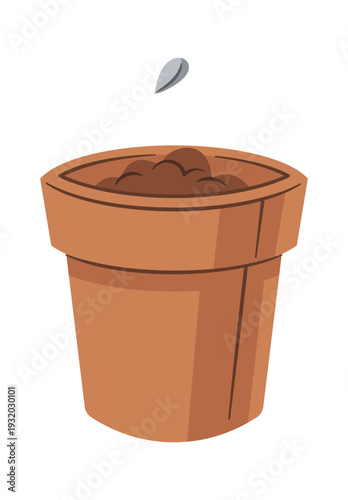 Planting strawberry seeds in flowerpot