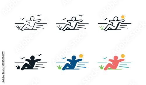 Free living lifestyle concept symbolizing autonomy through a relaxed human form combined with open directional lines and minimal