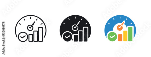 Performance measurement concept visualized as a unified metric symbol combining chart markers and progress indicators in clear