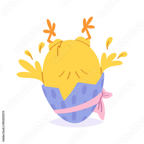 Newly hatched chick upside down