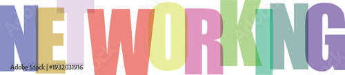 Multicolored word networking in bold block letters