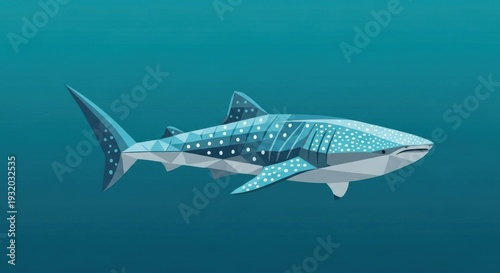 Wallpaper Mural Whale Shark Swimming in Deep Blue Ocean. Torontodigital.ca