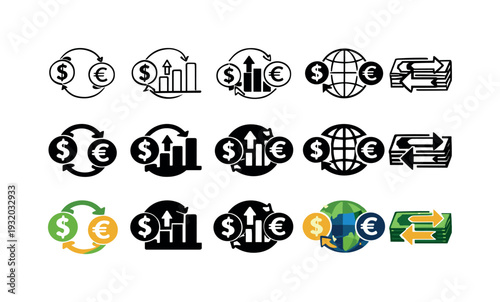 Icon object one for currency conversion, icon object two for rate comparison, icon object three for international transactions,
