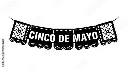 Cinco de Mayo Banner Decoration, Mexican Party Papel Picado Garland