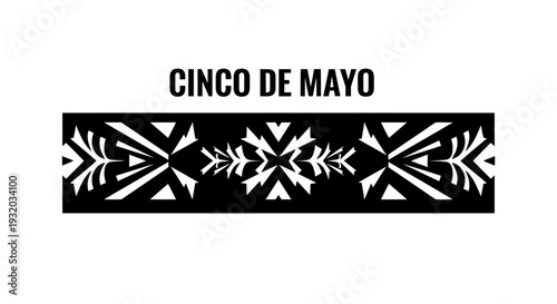 Cinco de Mayo Celebration Banner with Mexican Folk Art Pattern