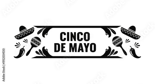 Cinco de Mayo Celebration Banner with Mexican Symbols