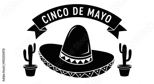 Cinco de Mayo Celebration: Sombrero Hat, Cacti, Festive Banner