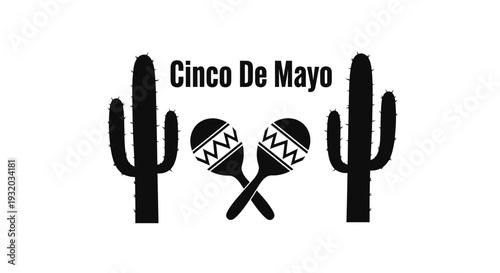 Cinco de Mayo Celebration Icons: Cacti and Maracas