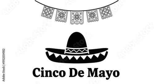 Cinco De Mayo Celebration: Sombrero and Festive Banner Illustration