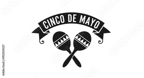 Cinco de Mayo Maracas & Banner Graphic - Mexican Celebration Icon