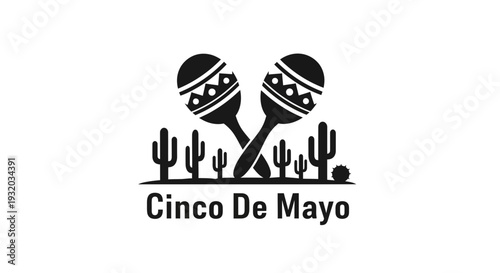 Cinco De Mayo Maracas Cactus Mexican Celebration Vector Graphic