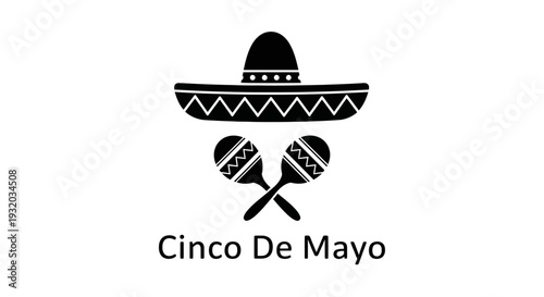 Cinco de Mayo Silhouette: Sombrero Hat and Maracas