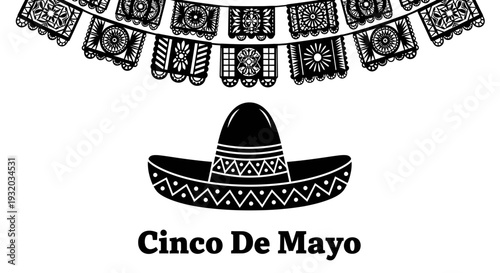 Cinco de Mayo Sombrero and Banner - Mexican Celebration