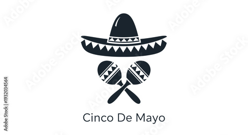 Cinco De Mayo Sombrero and Maracas Icon Vector Illustration
