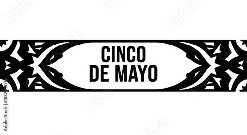 Cinco de Mayo text banner with decorative border