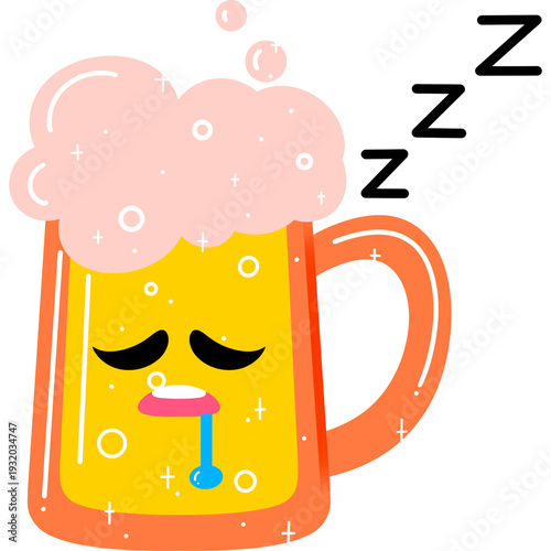 Beer Sleeping Face Cartoon