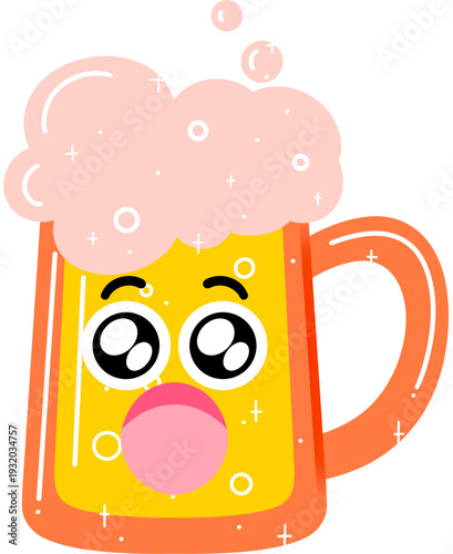 Beer Surprised Face Cartoon