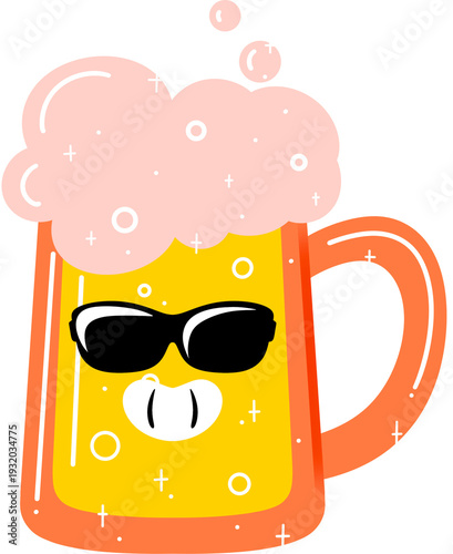 Beer Cool Face Cartoon