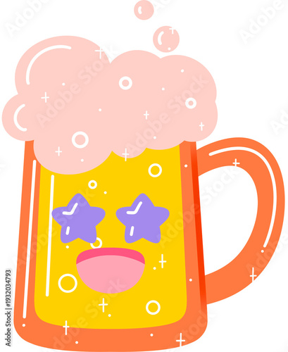 Beer Excited Face Cartoon