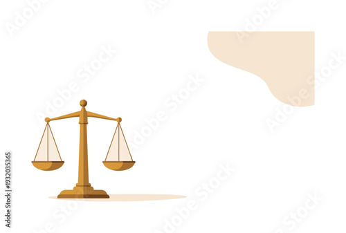 Golden balance scales symbolizing justice, law, and fairness on a neutral background
