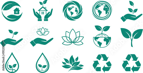 Earth day eco friendly icons promoting sustainability and conservation