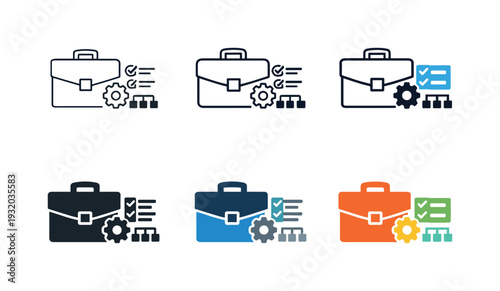 Professional support concept showing a briefcase and structured service indicators arranged together to express competence and