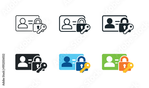 Secure membership access symbol showing an ID card paired with a key and lock element to represent controlled entry and