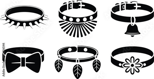 Animal collars and decorative neck accessories vector illustration