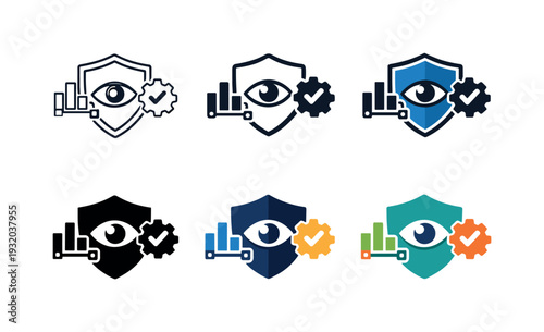 Enterprise risk awareness icon featuring a protective emblem combined with control cues to express monitoring and mitigation,