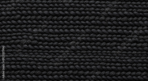 Wallpaper Mural Close-Up Texture of Black Knitted Wool Fabric with Detailed Braided Stitch Pattern Torontodigital.ca
